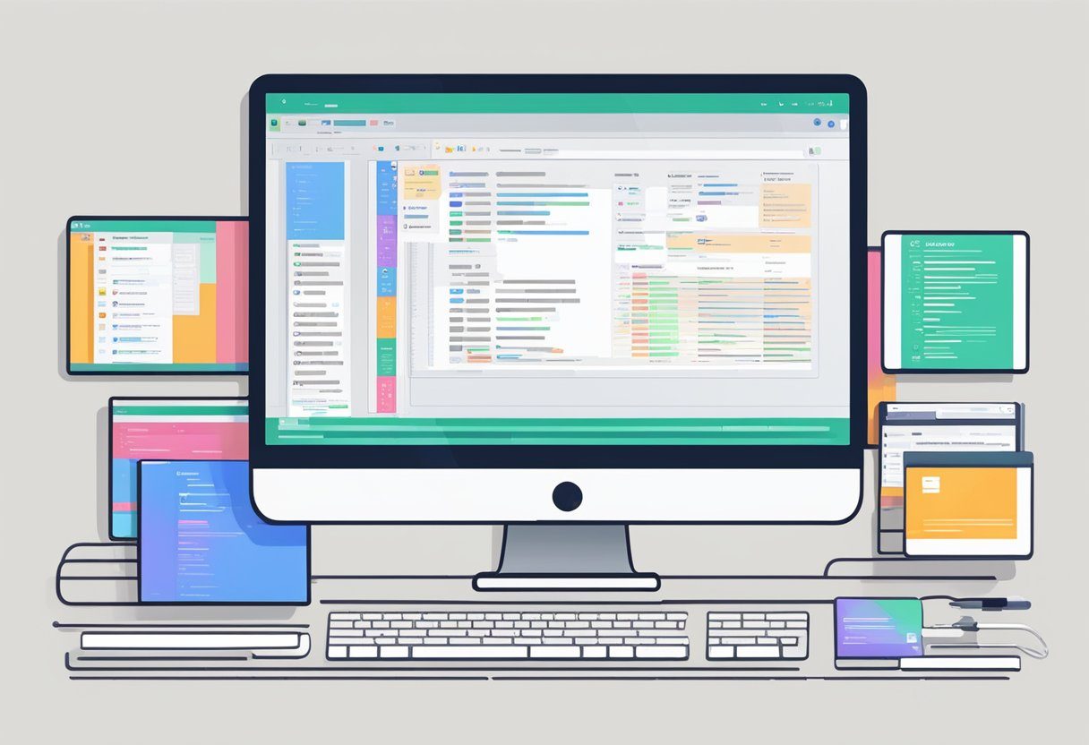 A computer screen displaying code with various web development tools and techniques. Multiple browser tabs open with examples of advanced front-end design